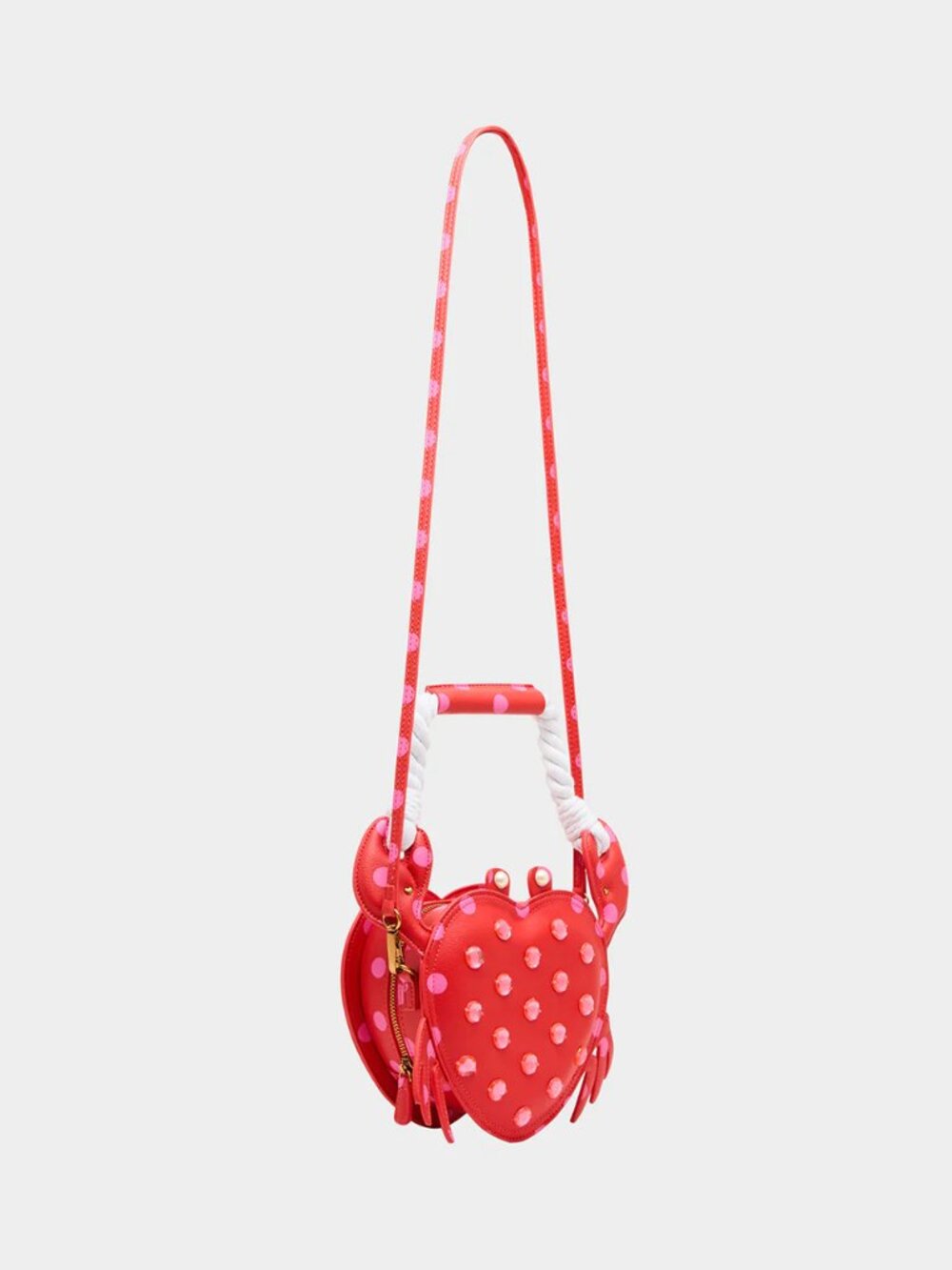 Betsey Johnson Kitsch Shell Raiser Red and Pink Polka Dot Crossbody Bag NWT - Picture 5 of 10